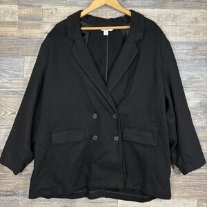 Old Navy  Double-Breasted Linen-Blend Suit Black Blazer Women's Size XXL
